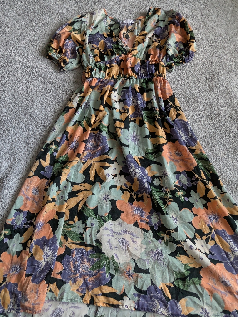 🌼B2G1🌼 Sienna Sky Black Floral Maxi Dress with Peach, Mint & Purple Blooms